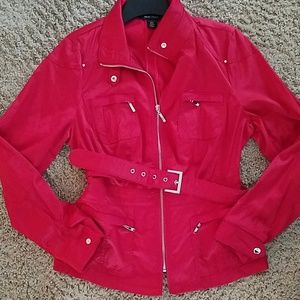 WHBM jacket with zipper and belt
